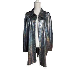 Charades Top 3X Disco Dance Party Shiny Hologram Retro Silver Halloween Cosplay